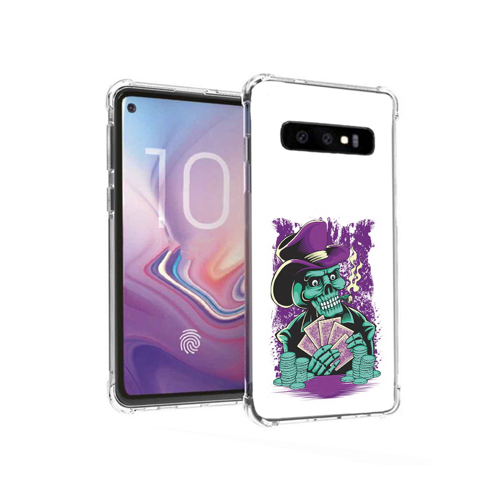 

Чехол MyPads Tocco для Samsung Galaxy S10 зеленый череп с картами (PT125897.498.361), Прозрачный, Tocco