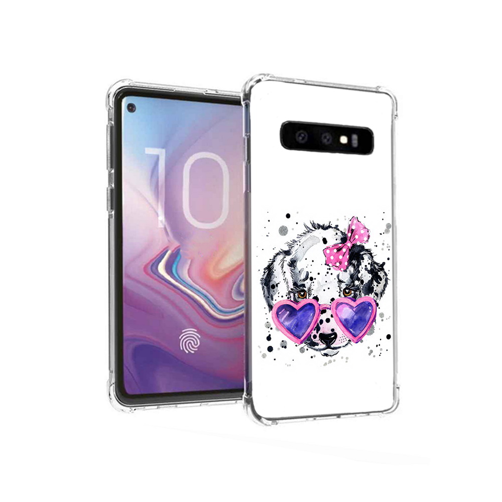 

Чехол MyPads Tocco для Samsung Galaxy S10 долматинец в очках (PT125897.498.337), Прозрачный, Tocco