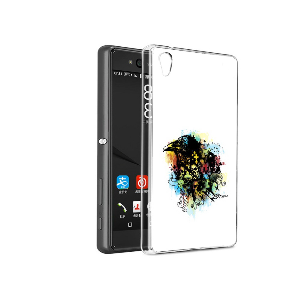 

Чехол MyPads Tocco для Sony Xperia C6 ворон и черепа (PT28839.243.273), Прозрачный, Tocco