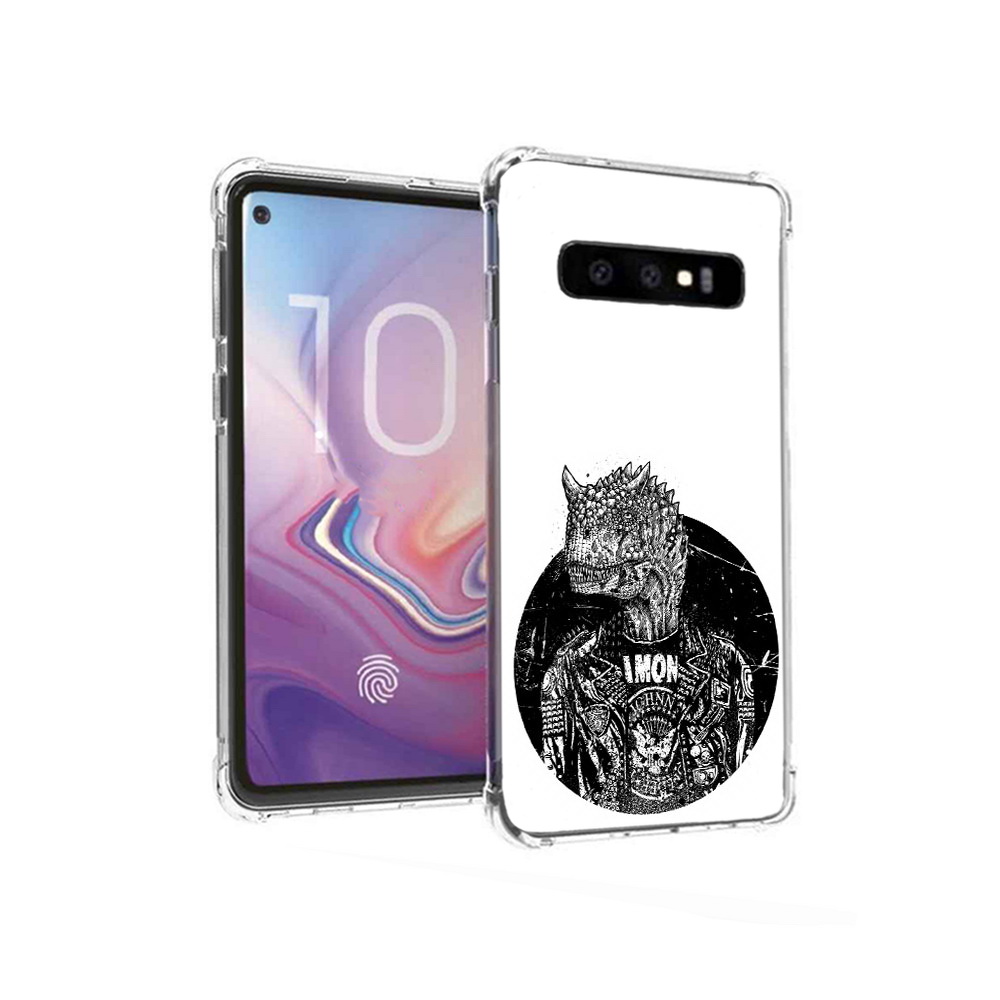 

Чехол MyPads Tocco для Samsung Galaxy S10 динозавр в куртке (PT125897.498.328), Прозрачный, Tocco