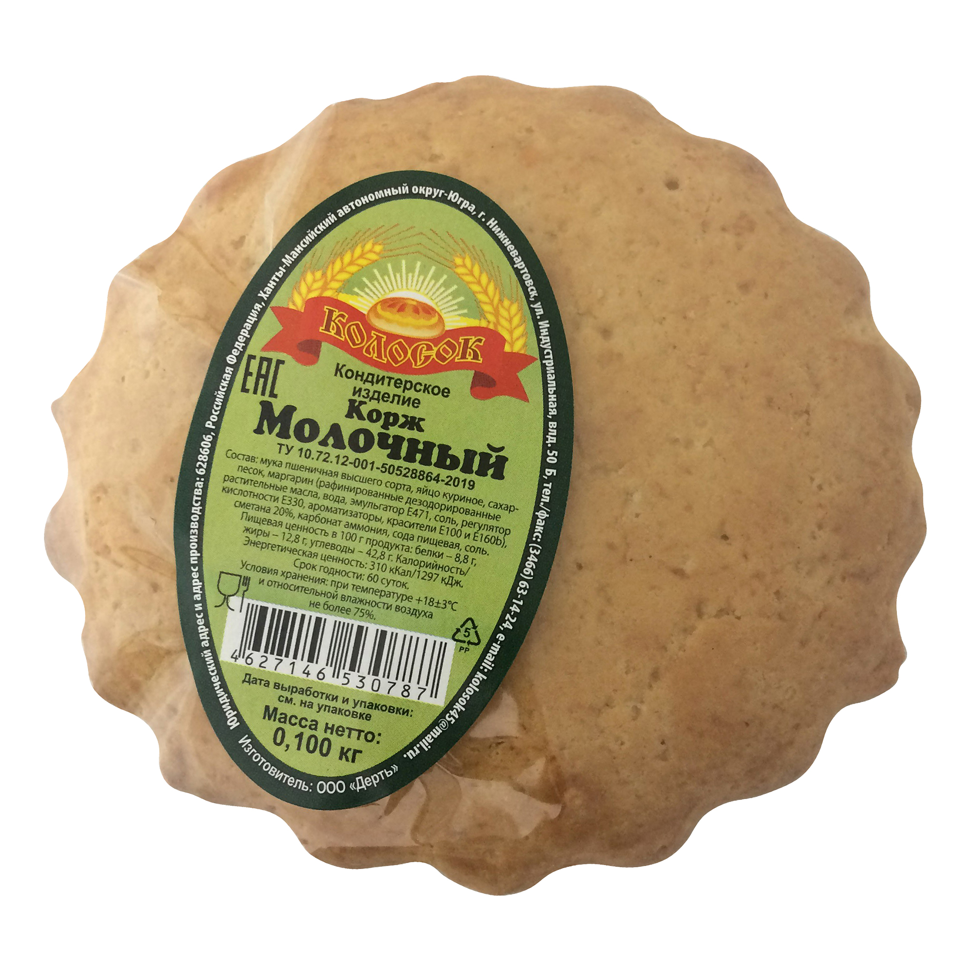 

Корж молочный Дерть 100 г 1 шт