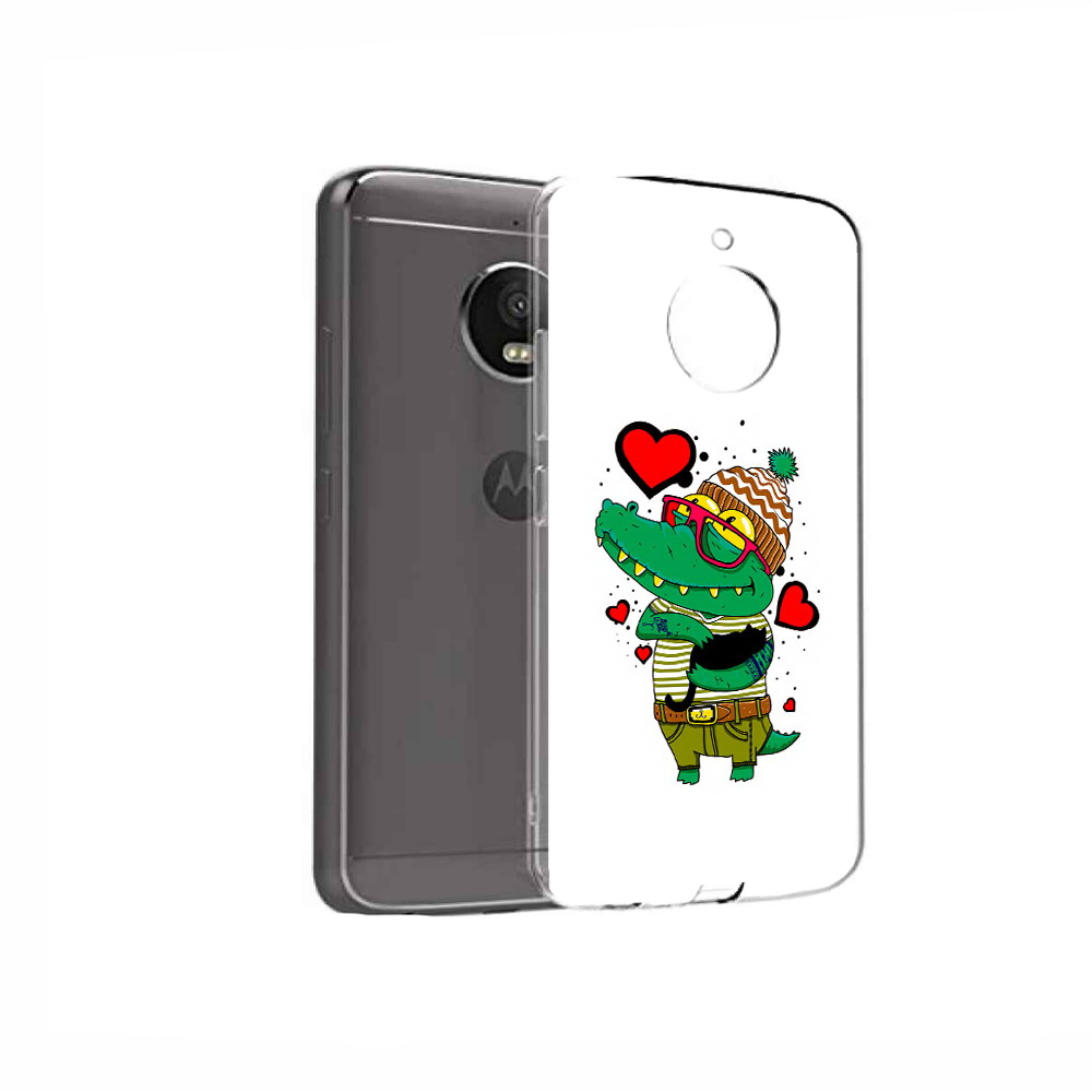 

Чехол MyPads Tocco для Motorola Moto E4 Влюбленный крокодил (PT99977.370.48), Прозрачный, Tocco