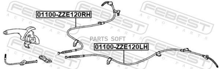 

Трос Ручного Тормоза Правый Febest арт. 01100-ZZE120RH