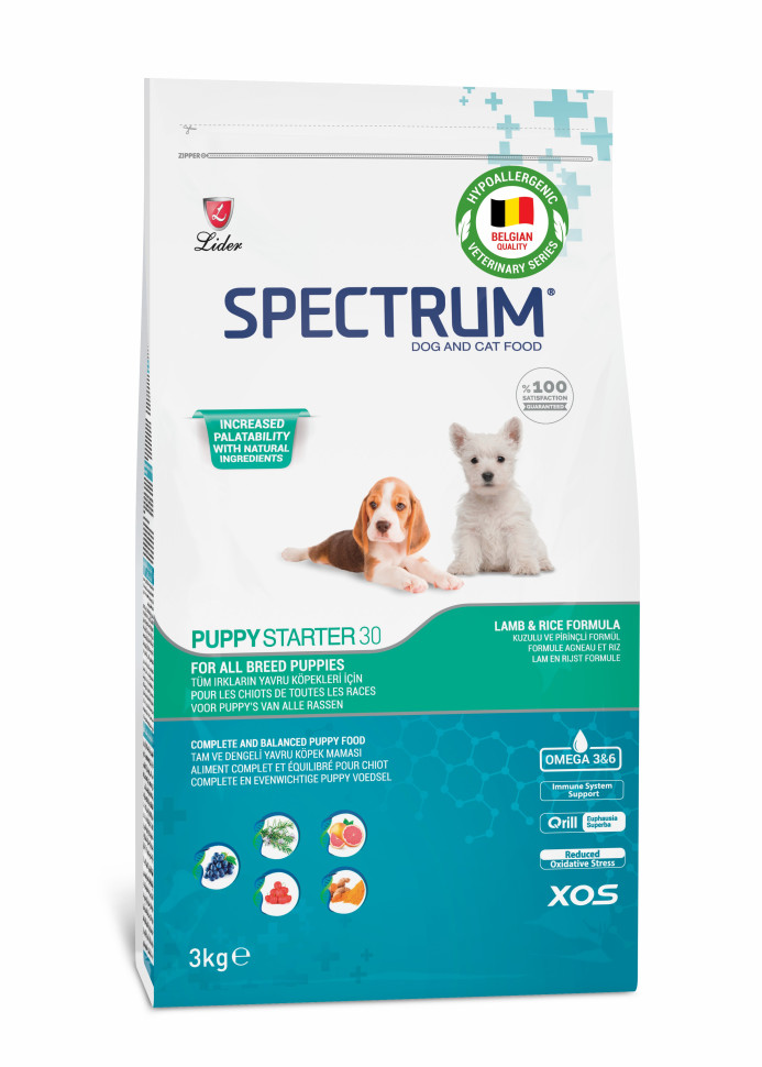 Сухой корм для щенков Spectrum, для всех пород, с ягненком и рисом, 3 кг