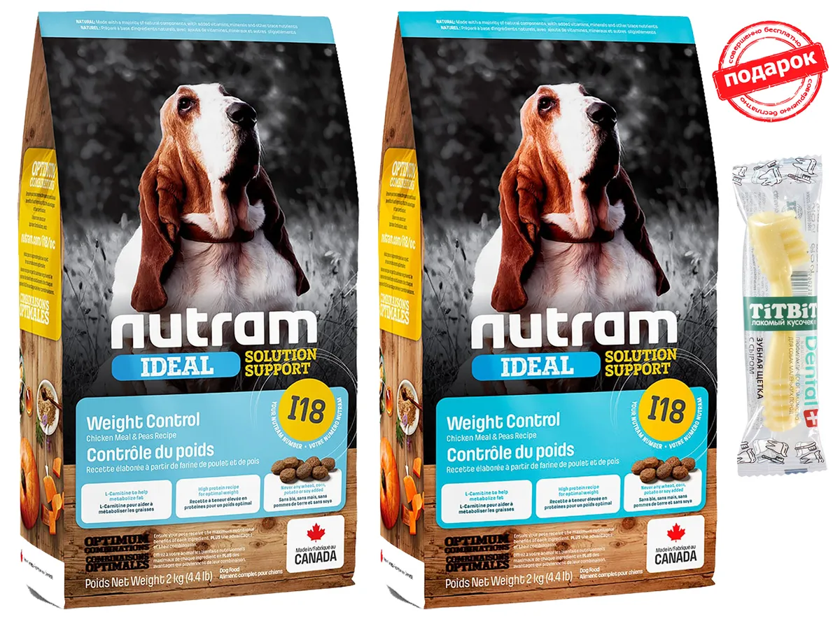 

Сухой корм для собак Nutram Weight Control, курица, 2кг х 2шт, лакомство для собак, Сухой корм для собак "контроль веса" Nutram Dog I18 Weight Control, мясо курицы 2кг х 2шт + лакомство для собак
