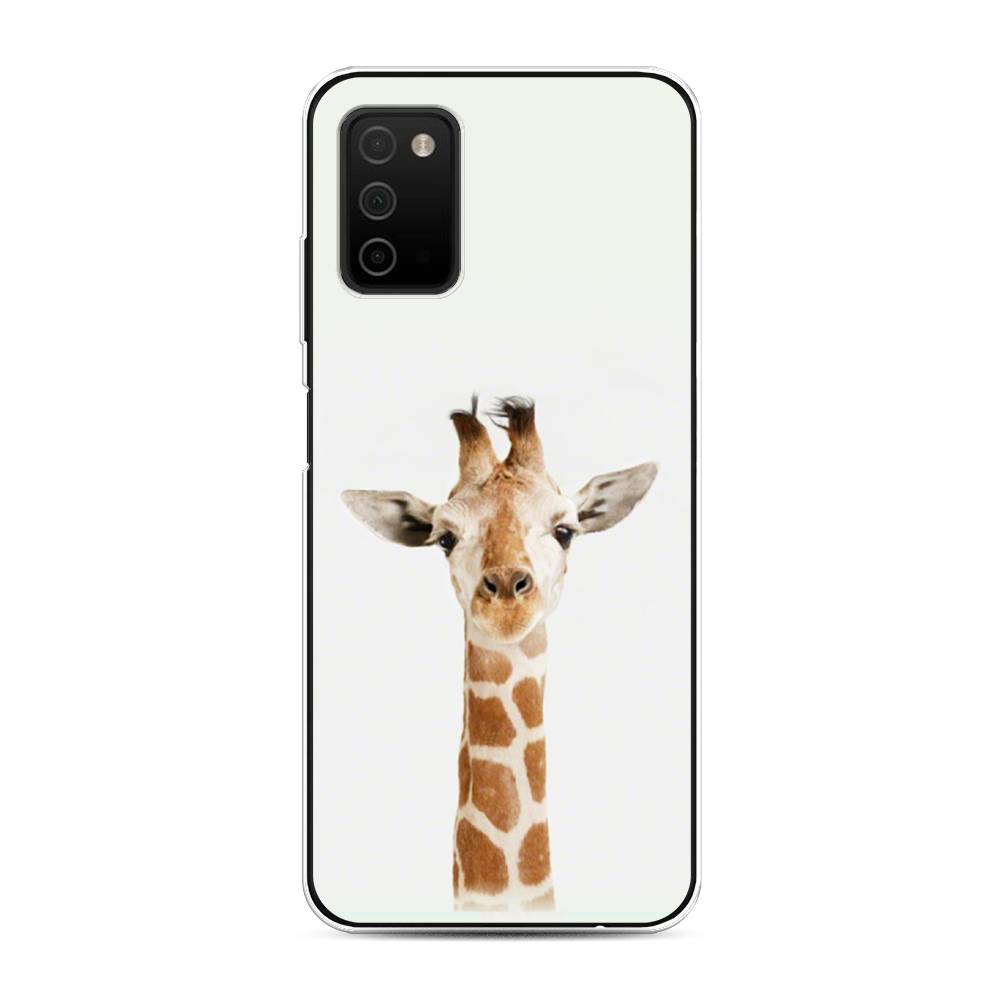 

Чехол на Samsung Galaxy A03s "Любопытный жираф", Бежевый;коричневый, 2103250-1