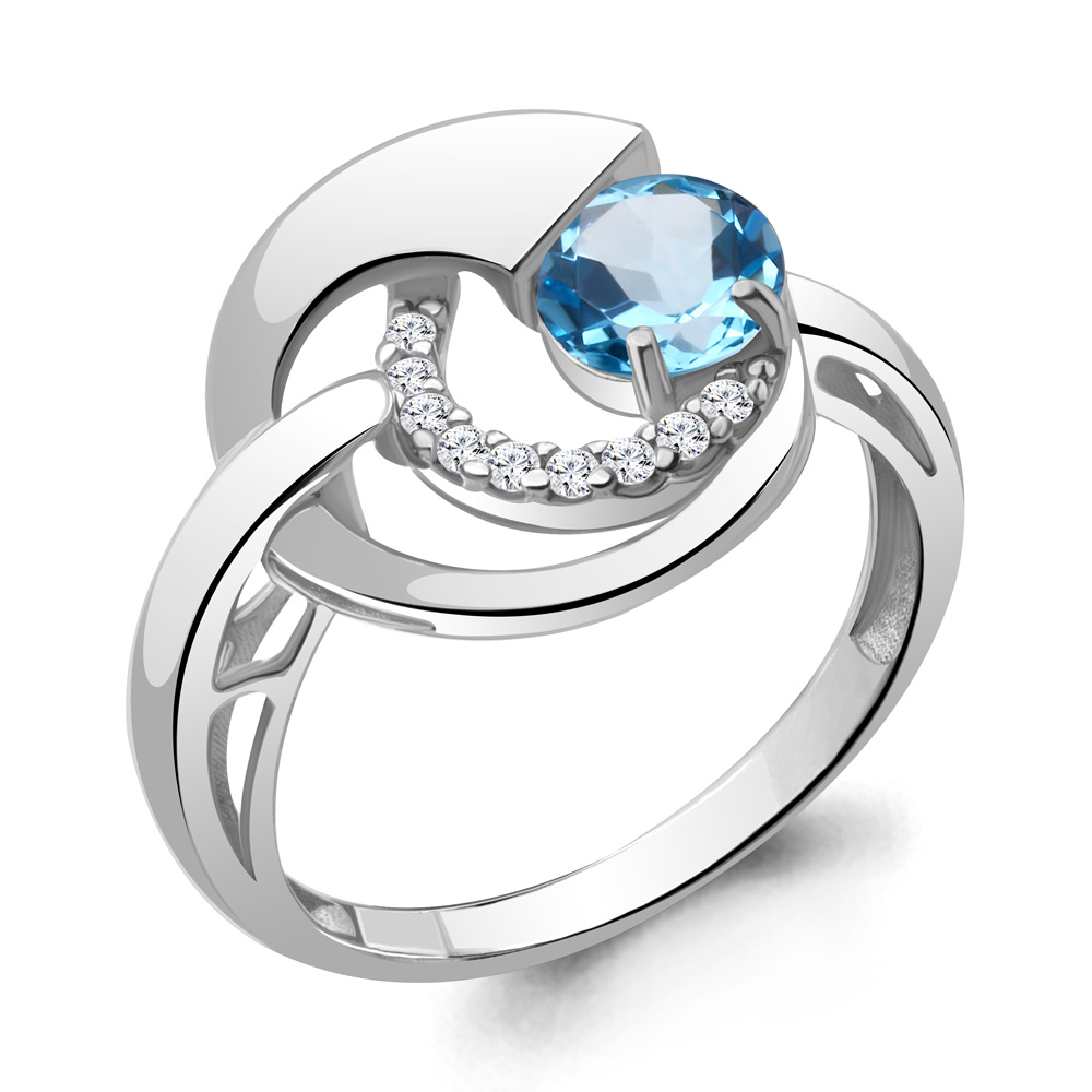 

Кольцо из серебра с топазом\фианитом Aquamarine Aquamarine 6963805А_925_р р. 17,5, 6963805А_925_р