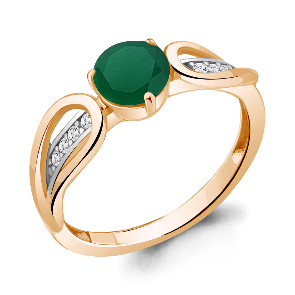 

Кольцо из серебра с агатом\фианитом Aquamarine Aquamarine 6963709А_925_з р, 6963709А_925_з