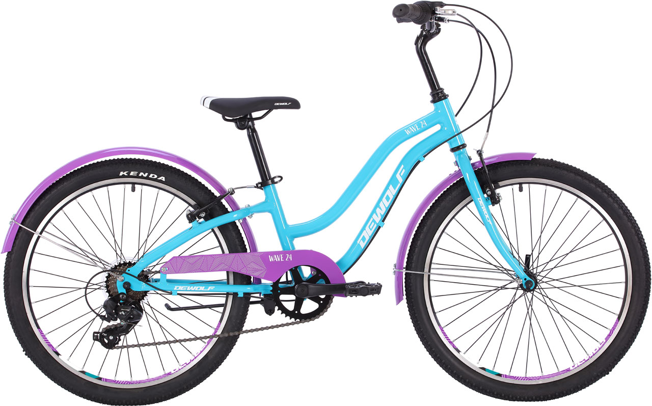 Велосипед Dewolf Wave 24 2022 бирюзовый/белый/фиолетовый