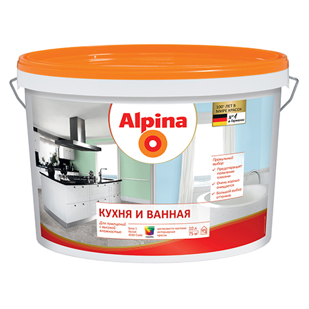 

Краска для влажных помещений Alpina Кухня и Ванная