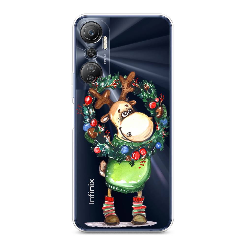 

Чехол на Infinix Hot 20 4G "Олень с новогодним венком", 3103150-4