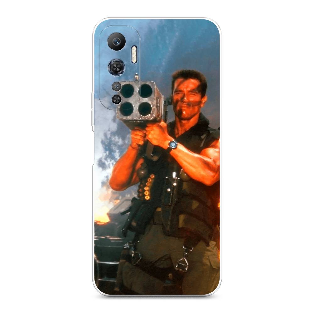 

Чехол на Infinix Hot 20 4G "Арнольд Шварцнеггер с базукой", Голубой;коричневый, 3103150-6
