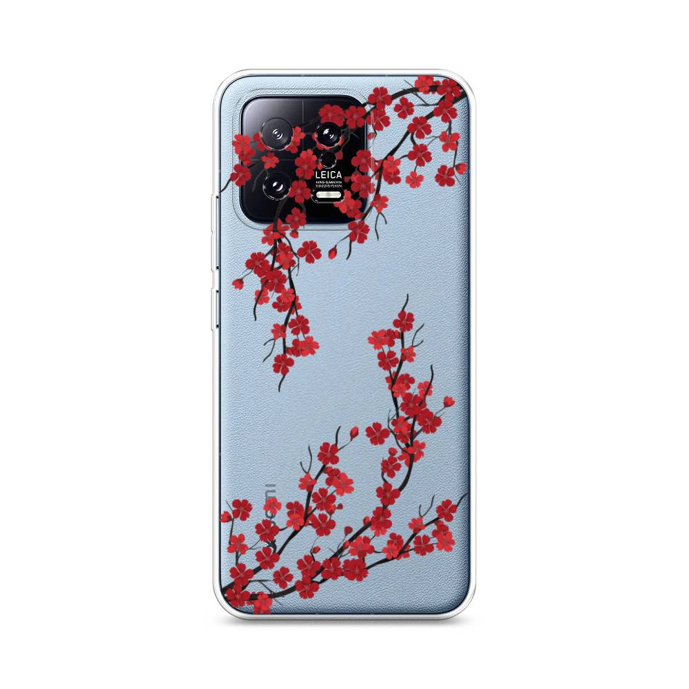 

Чехол на Xiaomi 13 5G "Красная сакура", Красный;черный, 317250-2