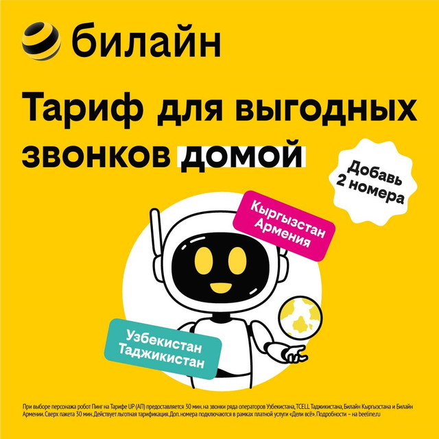

Сим-карта билайн с Тарифом UP со способностью – выгодные звонки в СНГ (Тверь)