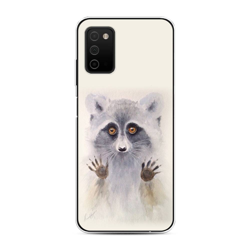 

Чехол на Samsung Galaxy A03s "Енот за стеклом", Бежевый;серый, 2103250-4