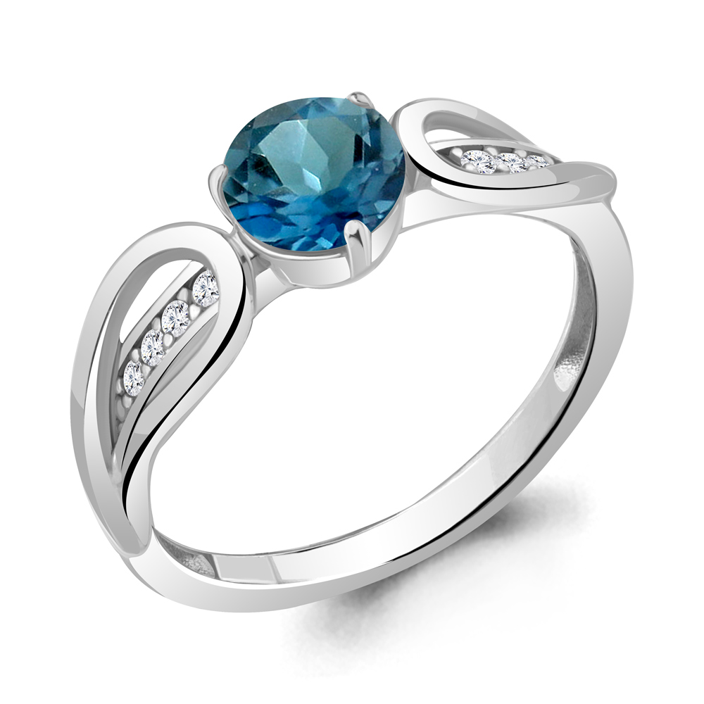 

Кольцо из серебра с топазом\фианитом Aquamarine Aquamarine 6963708А_925_р р, 6963708А_925_р