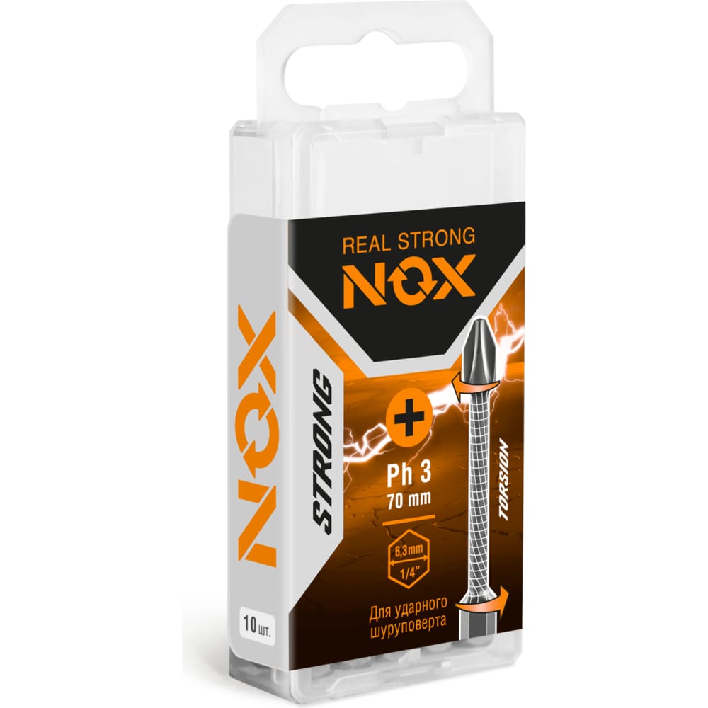 

NOX Бита torsion E6,3 Ph3-70, 10 шт бокс STRONG 336370