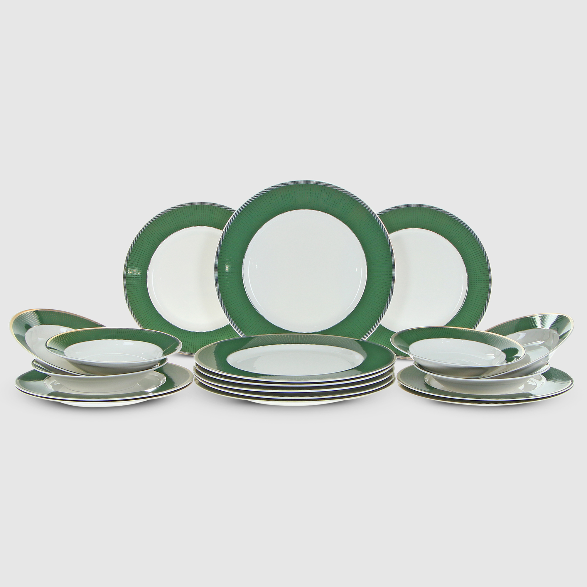 

Сервиз столовый Macbeth bone porcelain Basil на 6 персон 18 предметов, Зеленый