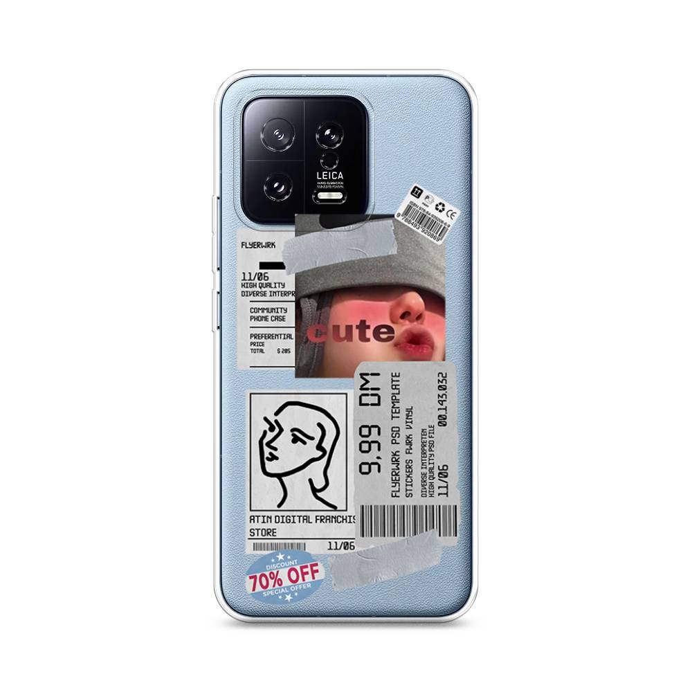 

Чехол на Xiaomi 13 5G "Cute girl collage", Розовый;серый;голубой, 317250-6
