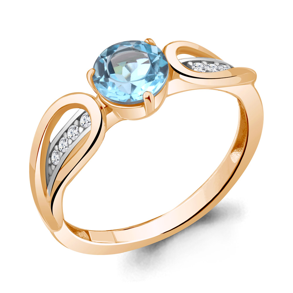 

Кольцо из серебра с топазом\фианитом Aquamarine Aquamarine 6963705А_925_з р, 6963705А_925_з
