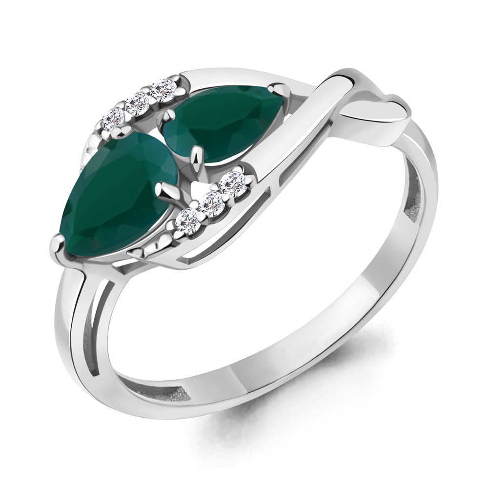 

Кольцо из серебра с агатом\фианитом Aquamarine Aquamarine 6963609А_925_р р. 19, 6963609А_925_р