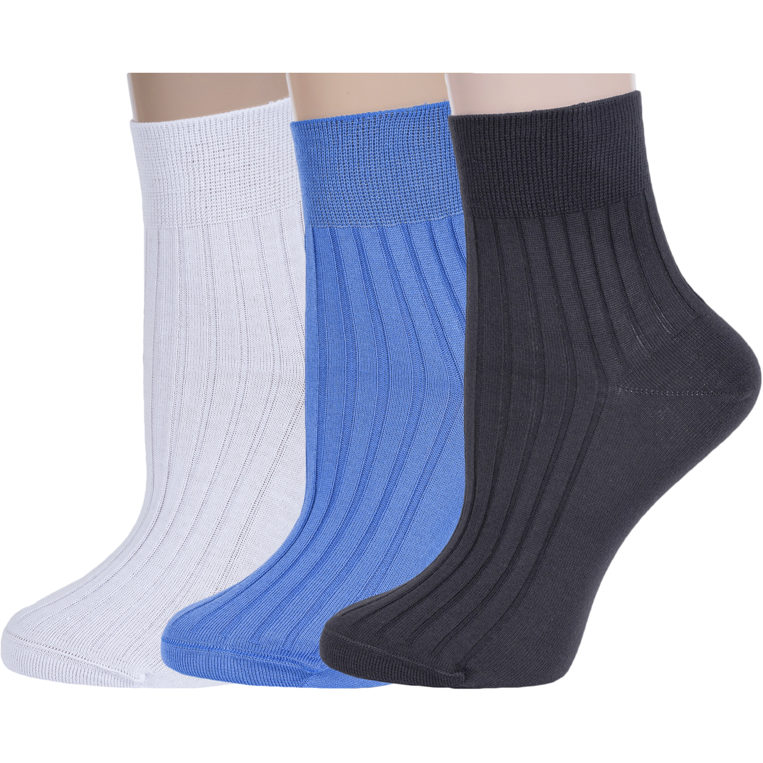 Комплект носков женских Rusocks 3-Ж3-11001 белых; голубых; серых 23