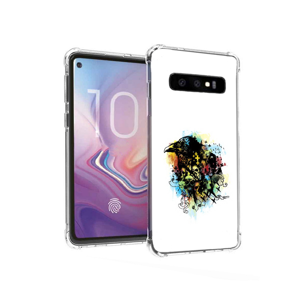 

Чехол MyPads Tocco для Samsung Galaxy S10 ворон и черепа (PT125897.498.273), Прозрачный, Tocco