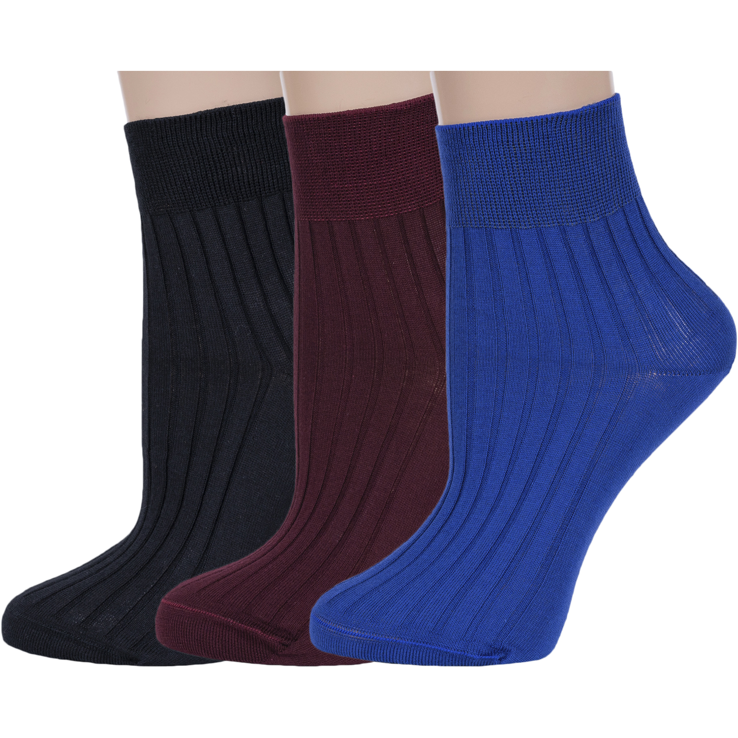 Комплект носков женских Rusocks 3-Ж3-11001 бордовых; синих; черных 25