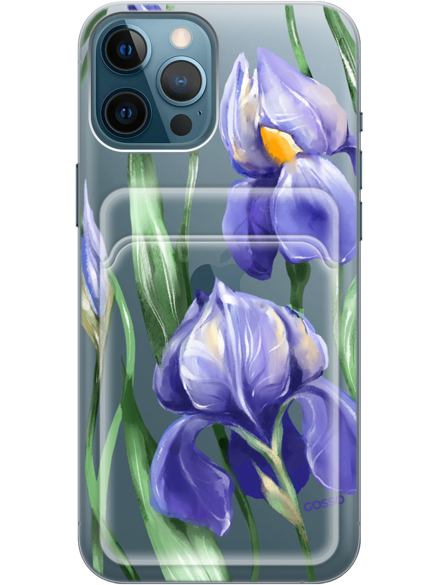 

Силиконовый чехол на Apple iPhone 12 Pro Max с рисунком "Amazing Irises" прозрачный, Прозрачный;белый;синий, 20011974