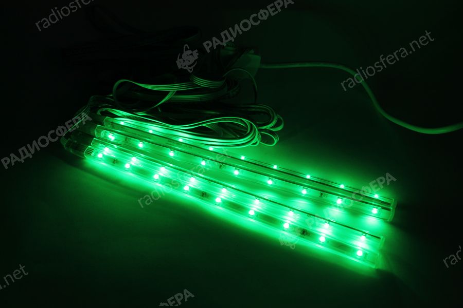 Светодиодный светильник линейный 4x25см зеленый 220В