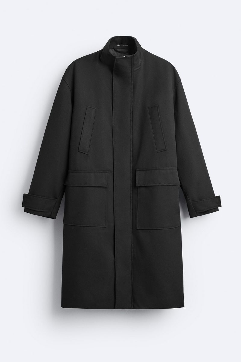 

Пальто мужское ZARA 04334393 черное S-M, Черный, 04334393