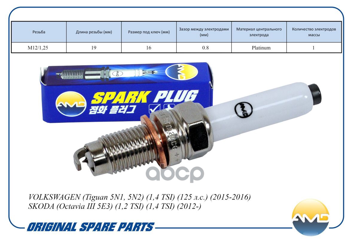 Свеча Зажигания 04E905601Pzker7b8egsAmdpl93 Platinum Amd AMD арт AMDPL93 1330₽
