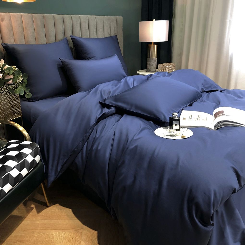 

Простыня Maktex из сатина на резинке 200x200x30 бриллиантово-синий, Простыни из сатина на резинке 140