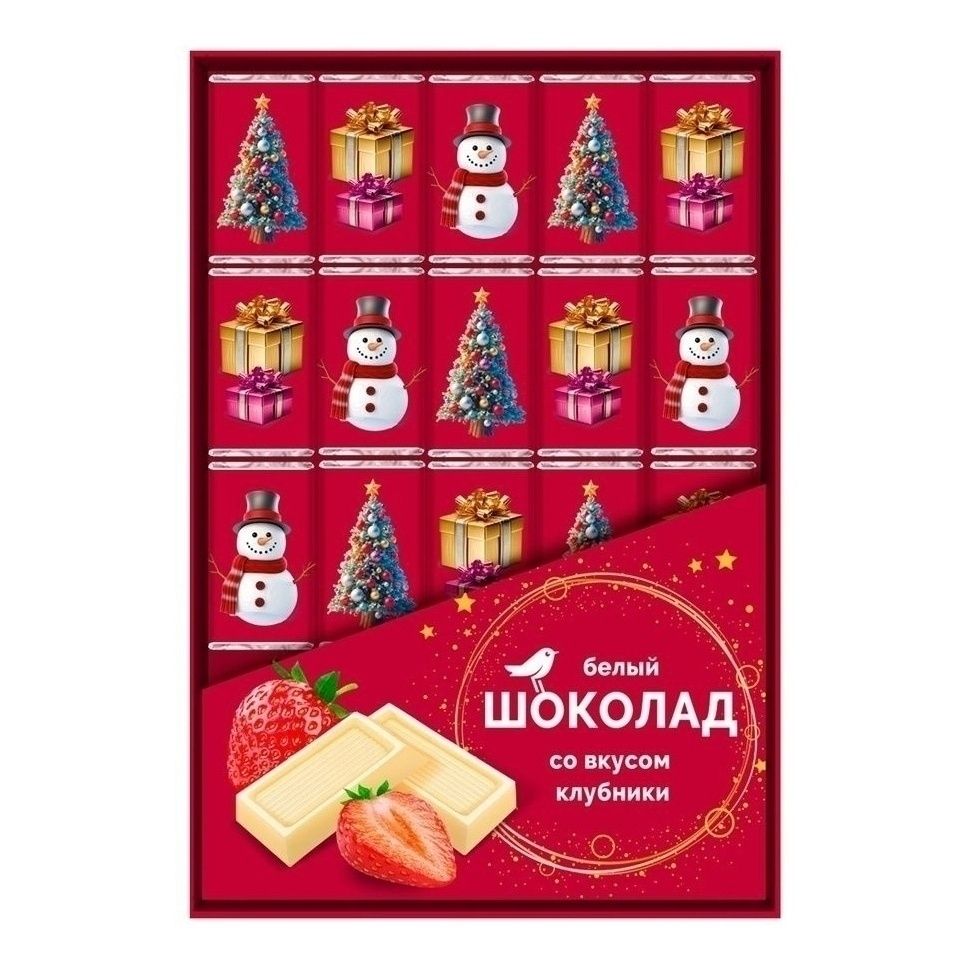 

Шоколад АШАН Красная птица белый клубника 5 г х 20 шт