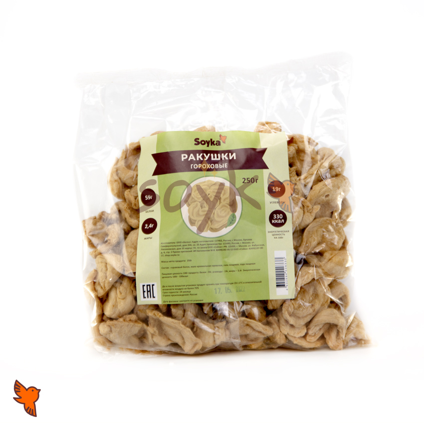

Ракушки гороховые Сойка 100% растительный продукт, 250 г