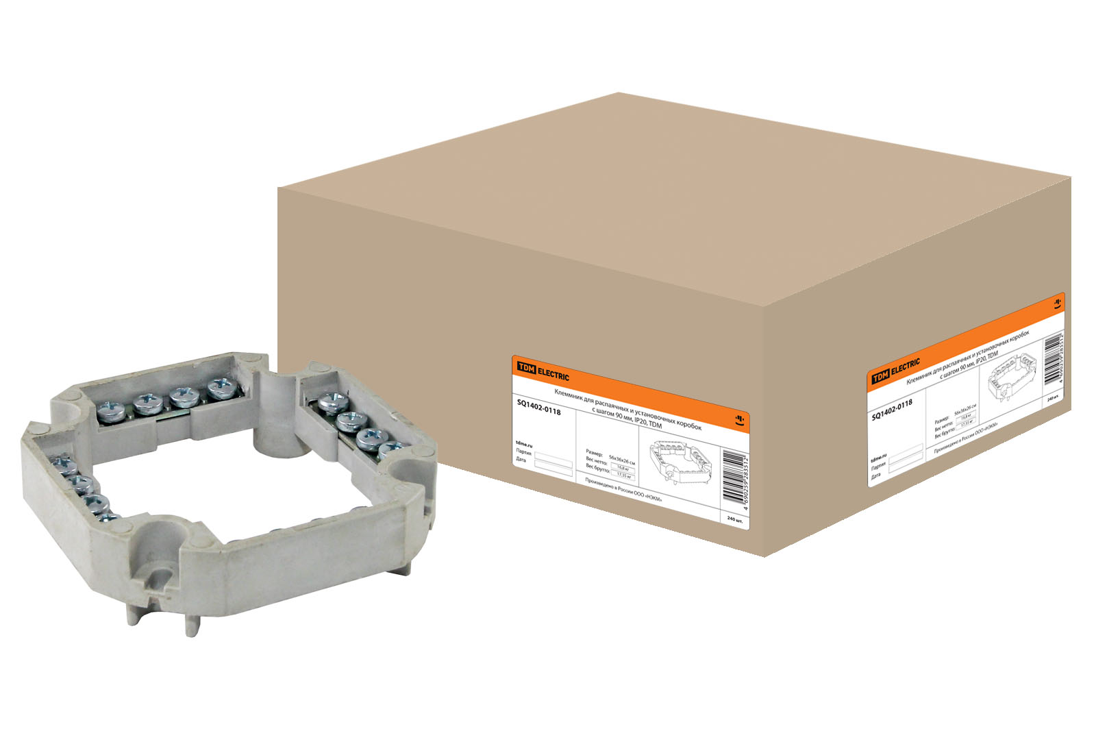 фото Клеммник для распаячных и установочных коробок с шагом 90мм tdm (sq1402-0118) tdm electric