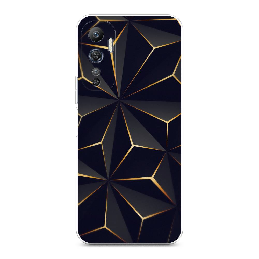 

Чехол на Infinix Hot 20 4G "Черные полигоны", Золотистый;черный, 3103150-3