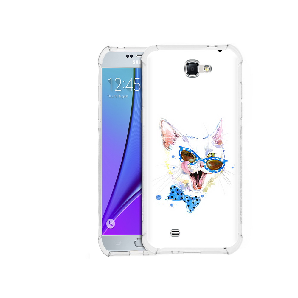 

Чехол MyPads Tocco для Samsung Galaxy Note 2 белый кот (PT29983.561.229), Прозрачный, Tocco