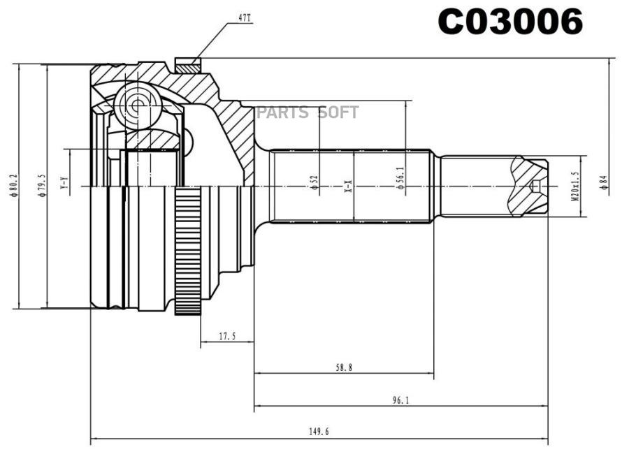 Шрус Sangsin Brake C03006 Sangsin brake арт. C03006