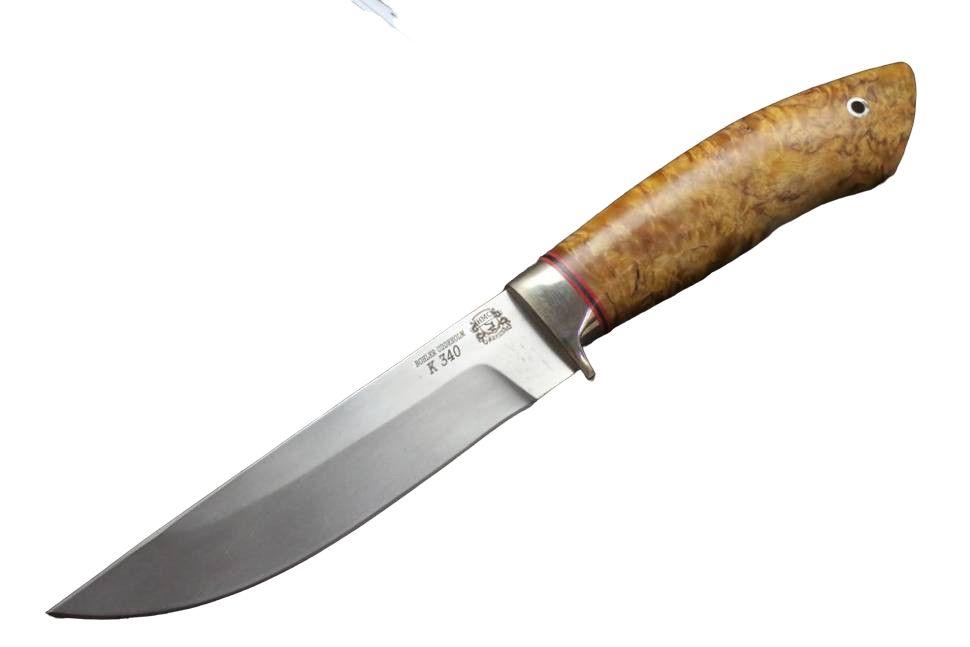 Мастерская Сковородихина нож Кайман-1, сталь K340, рукоять карельская береза/мельхиор