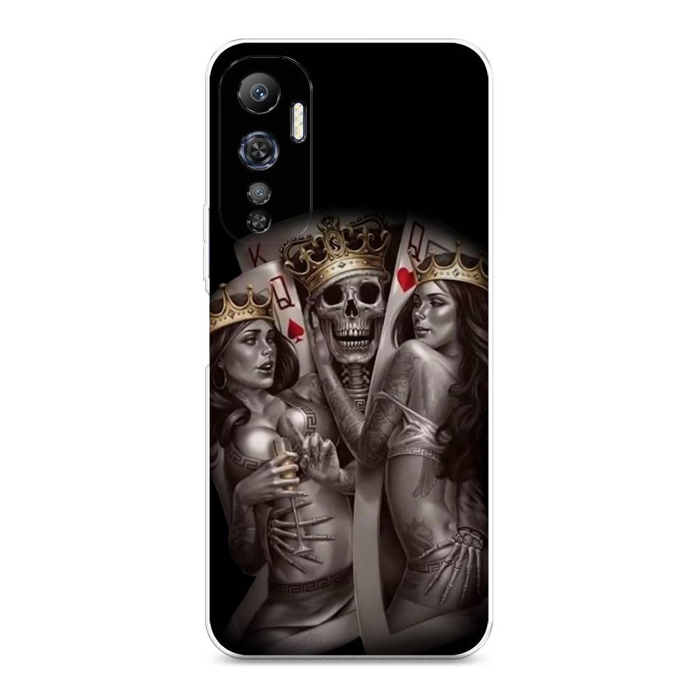 

Чехол на Infinix Hot 20 4G "Карты король и королевы", Серый;желтый, 3103150-6