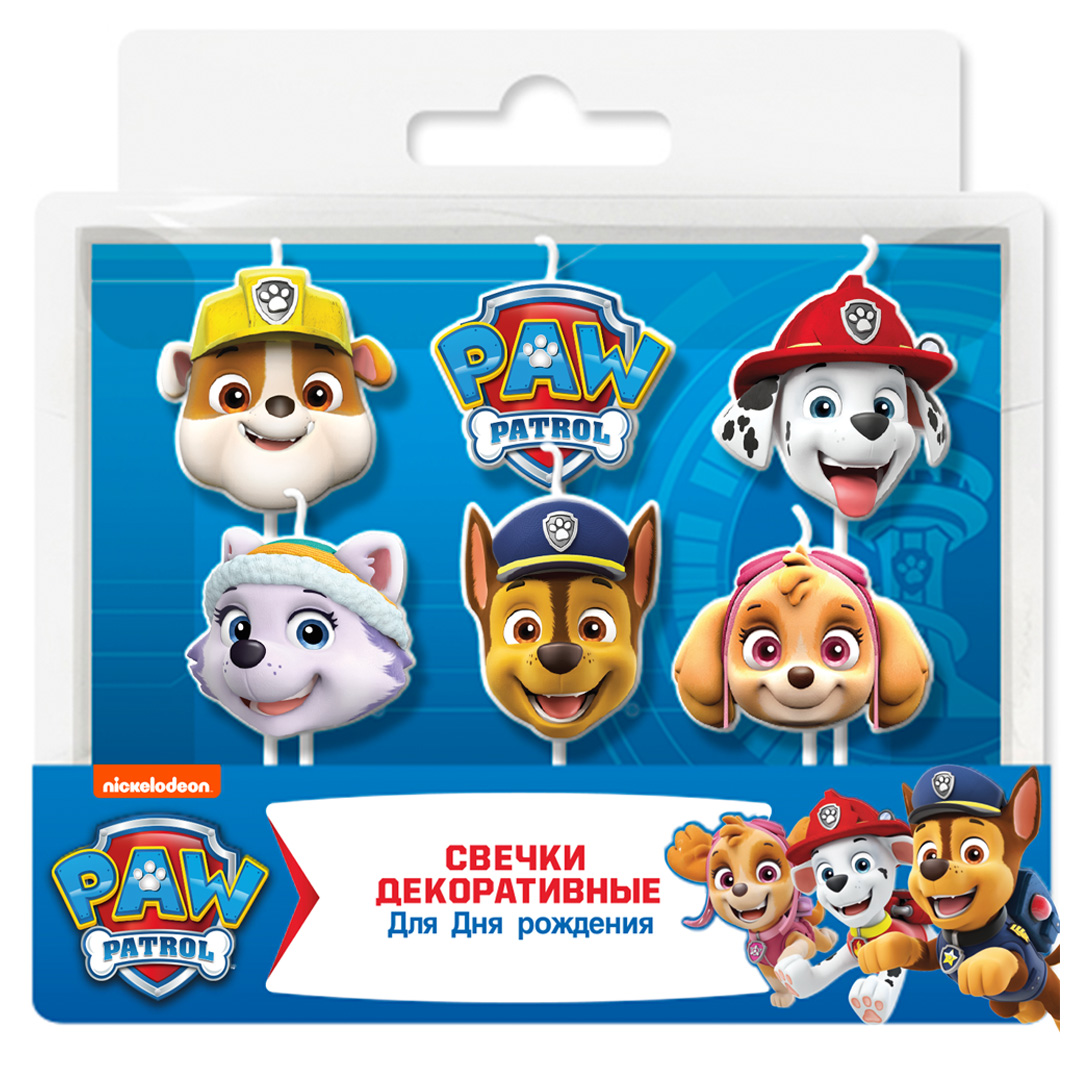 Свечи для торта PAW Patrol Щенячий Патруль, 6 шт