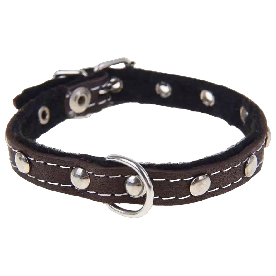 Ошейник для собак Бим ВМ41042 коричневый кожаный украшенный