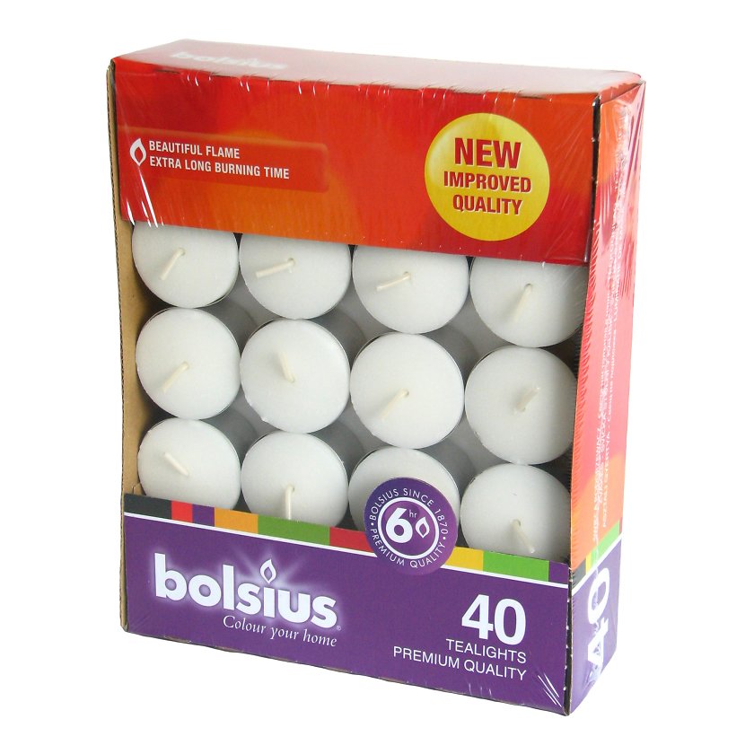 

Свечи чайные Bolsius белые 40 шт