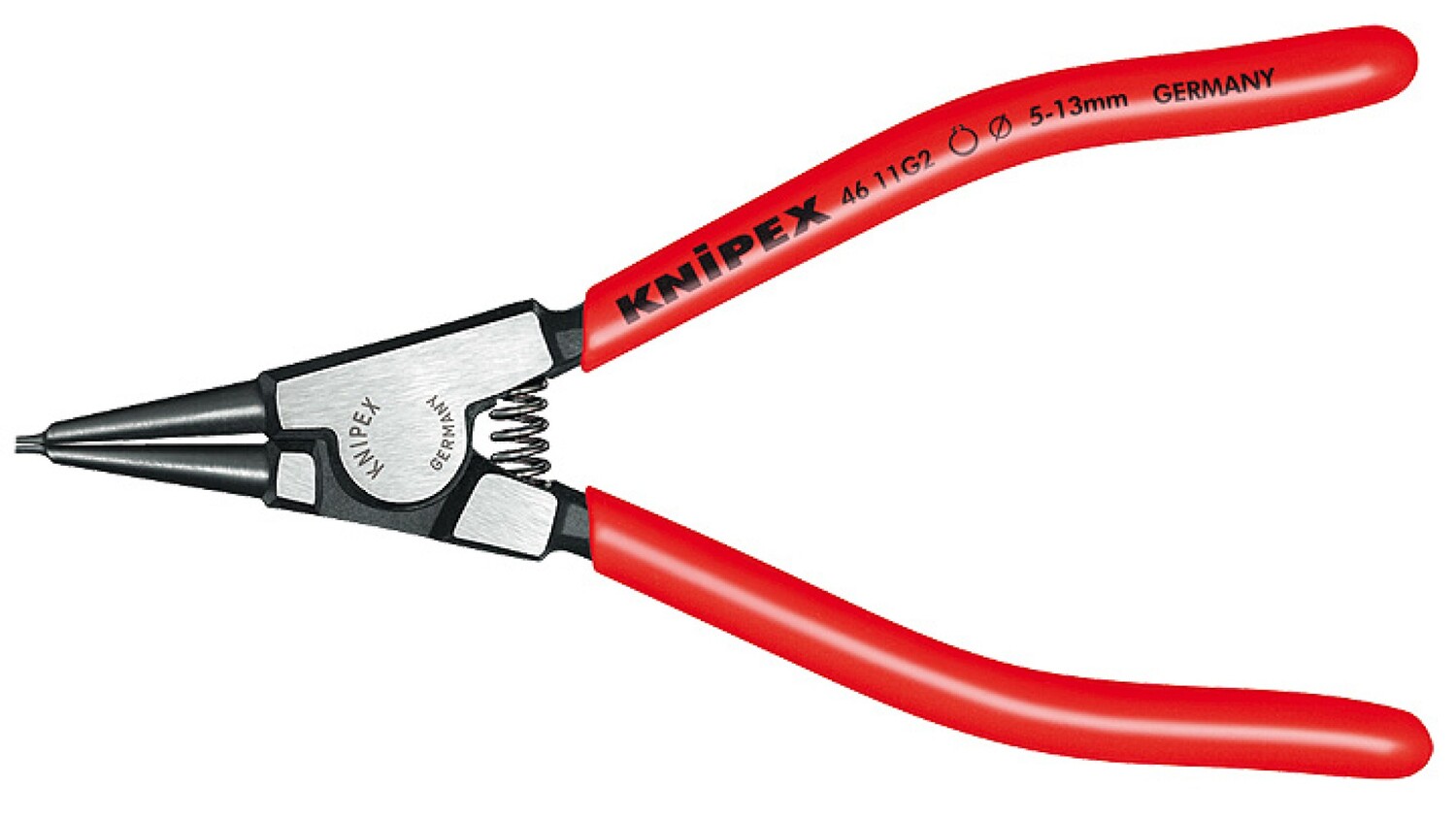 

Щипцы Knipex для внешних стопорных колец, прямые губки, 14-18 мм, длина 140 мм KN-4611G3, KN-4611G3