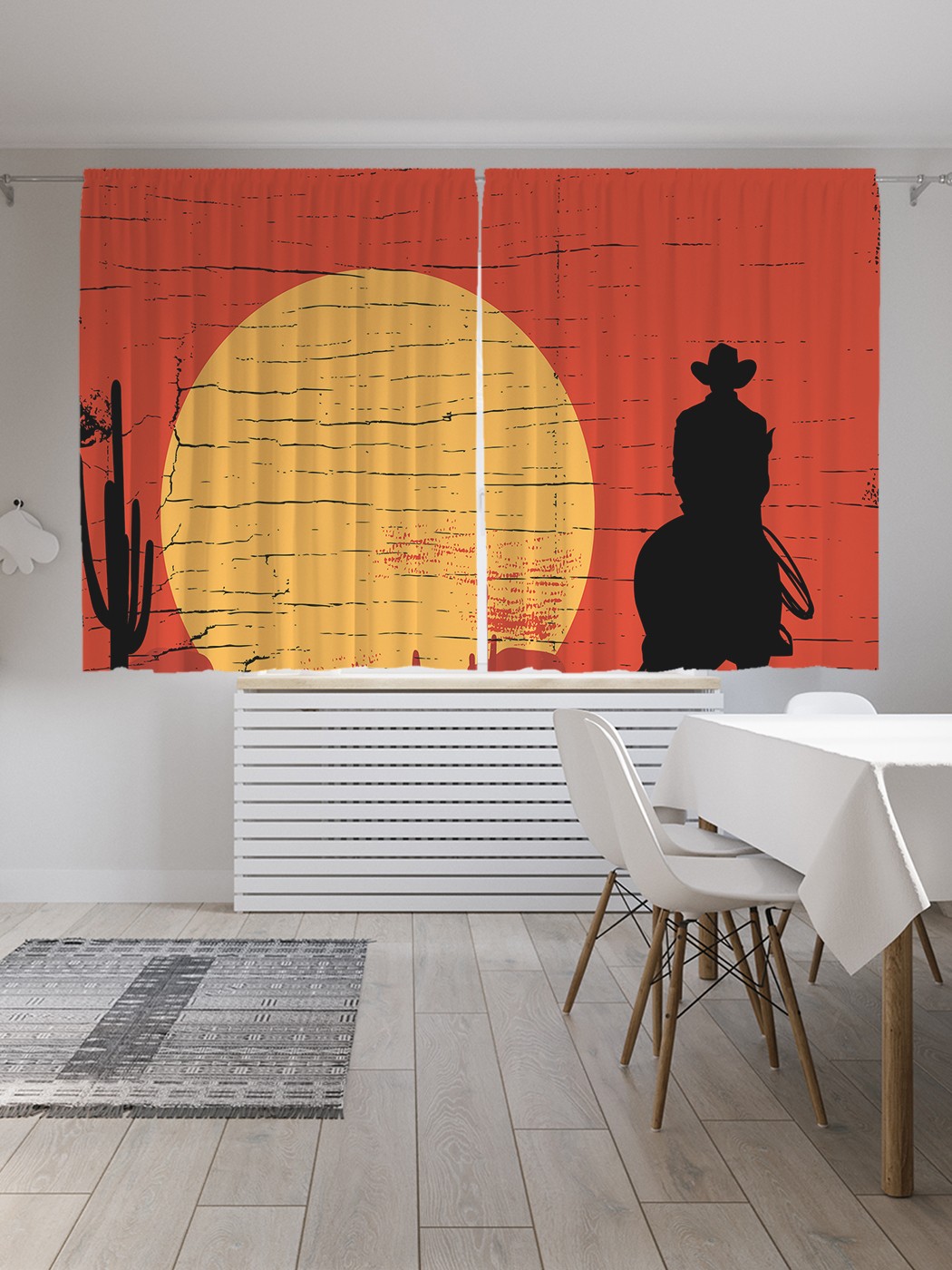 

Классические шторы JoyArty "В прериях на закате", серия Oxford DeLux, 2 полотна 145x180 см, В прериях на закате