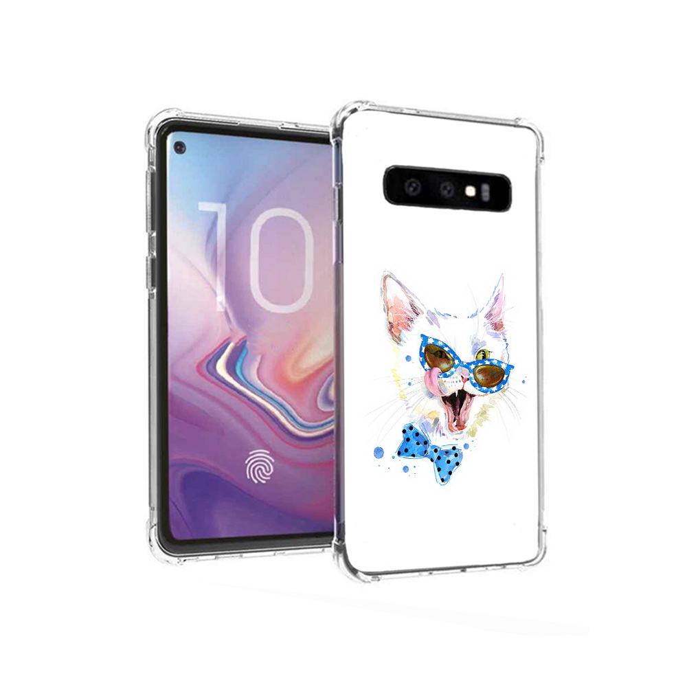 

Чехол MyPads Tocco для Samsung Galaxy S10 белый кот (PT125897.498.229), Прозрачный, Tocco