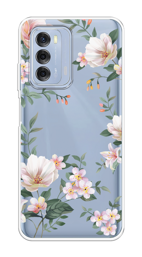 

Чехол на ZTE Blade V40 "Beautiful white flowers", Бежевый;зеленый, 136150-1