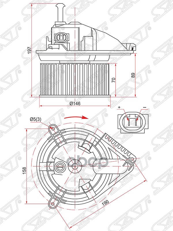 

Мотор Отопителя Салона Mercedes Sprinter 95-/Vw Lt 96-05 Sat арт. ST-A0008352285