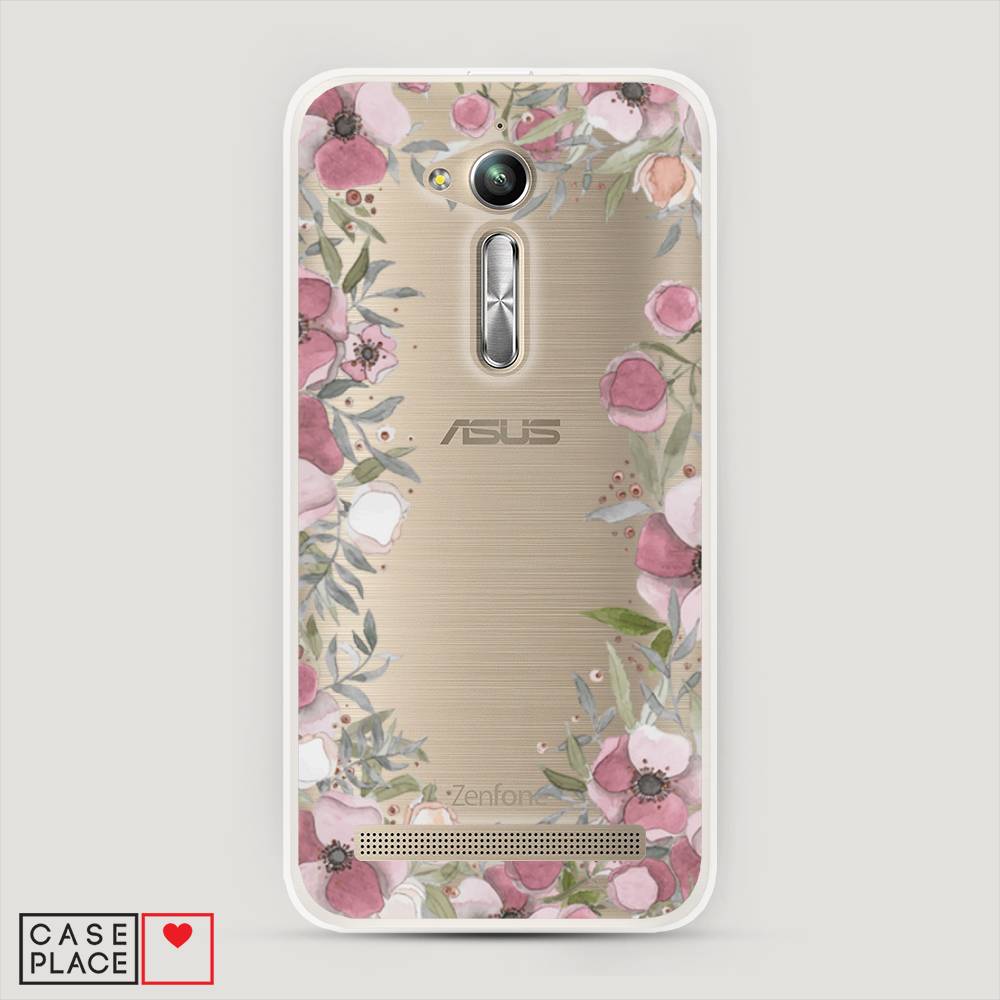 фото Чехол awog "розовая цветочная рамка" для asus zenfone go zb500kg